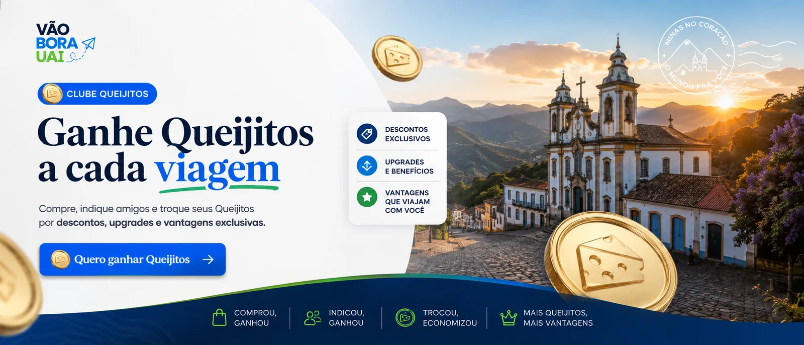 Clube Queijitos: ganhe pontos em viagens e indicações