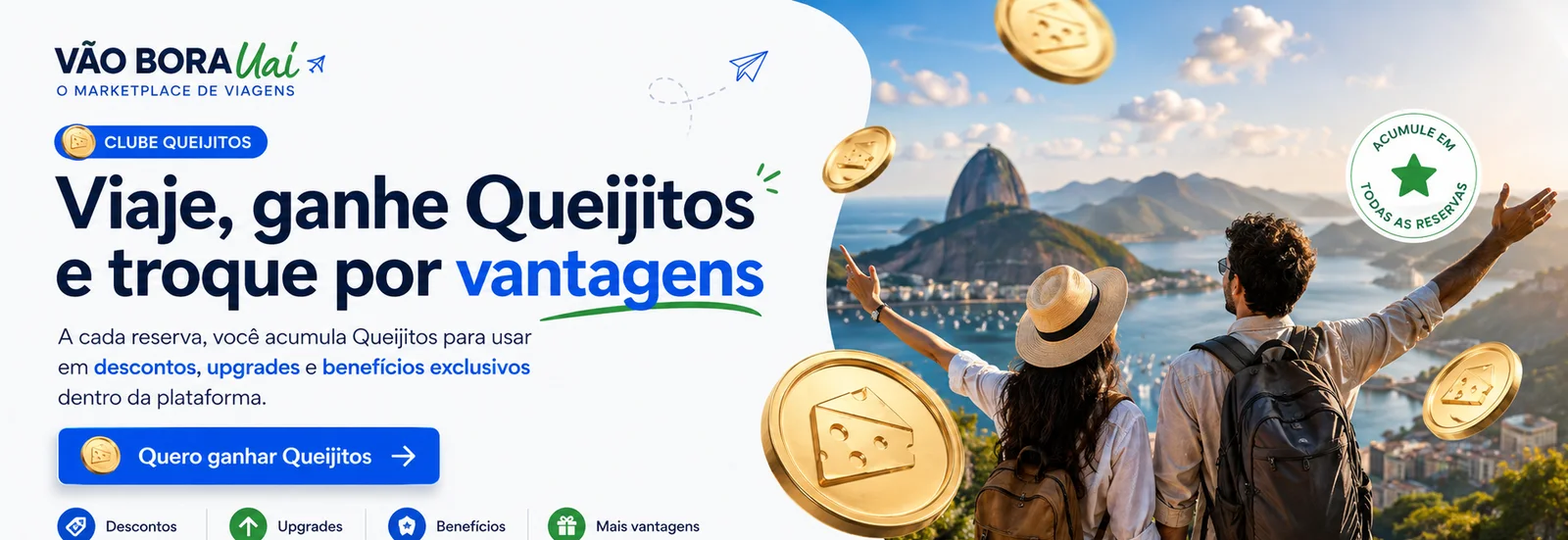 Viaje, ganhe Queijitos e troque por vantagens