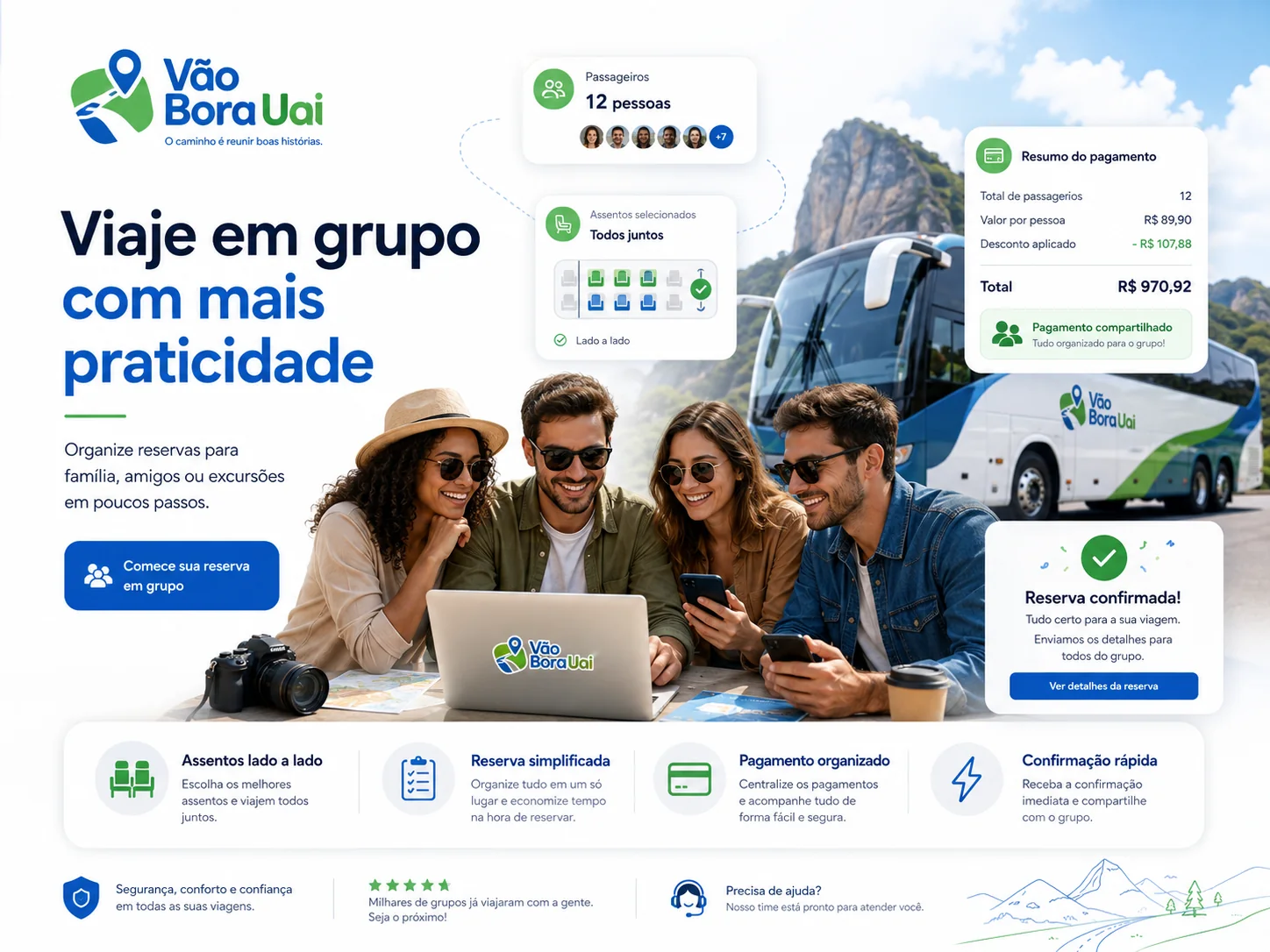 Organize viagens em grupo com praticidade